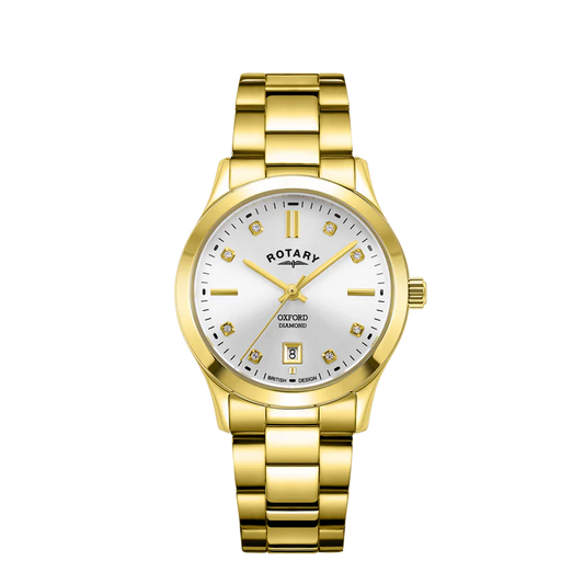 LB05523/06/D Ladies Rotary Gold Plated Stainles Steel Contemporary Diamond Collection Watch Dial Set With Diamonds