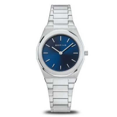19632-707 Bering Classic Stainless Steel Bracelet Quartz Watch With Scratch Resistance Glass and Blue Face