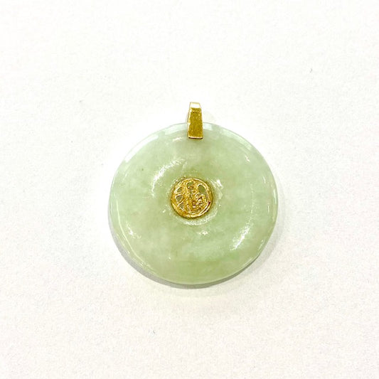 Yellow Gold Round Jade Pendant Pre Loved