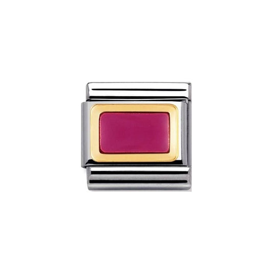 Nomination Classic 18K Gold and Enamel Gold & Pink Rectangle Charm 030206/19