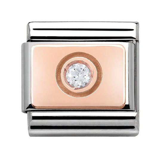 Nomination Classic 9ct Rose Gold White Cubic Zirconia Set Charm 430303/03