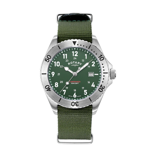 GS05475/56 Rotary Gents Commando green dial with date on Nato strap