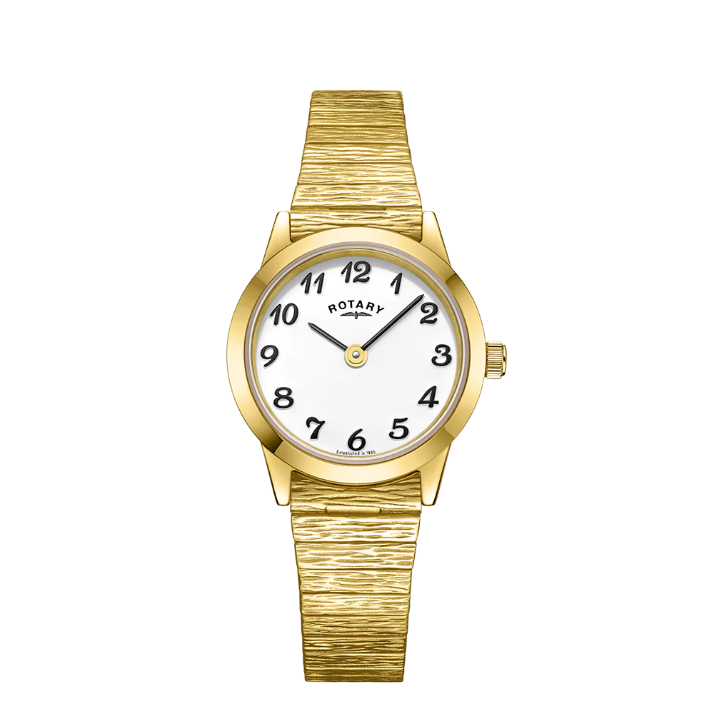 LB00762 Rotary Ladies PVD gold plated White dial Expander bracelet watch