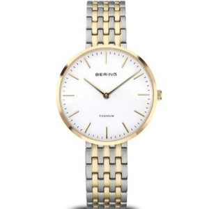 Bering 19334-010 Titanium (34mm) White Dial / Two Tone Titanium Bracelet watch