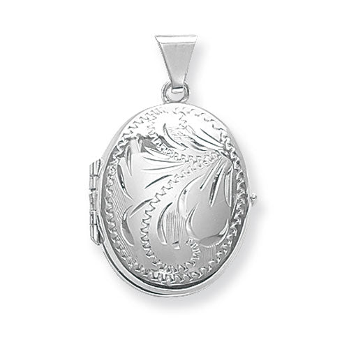 Silver Oval Patterned Family Locket