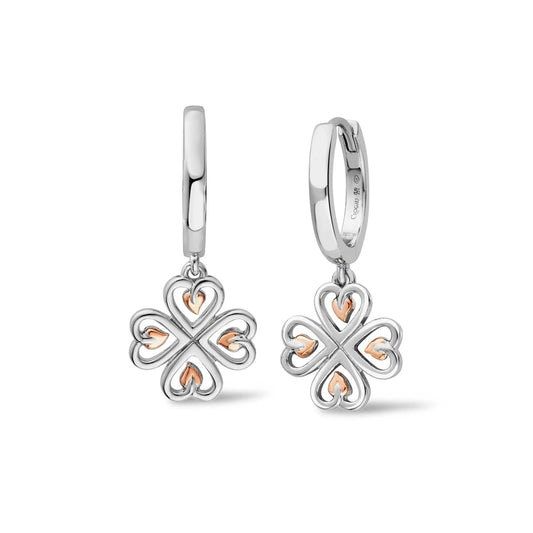 3STOL0739 Clogau Silver/9ct gold Heart drop hoop earrings