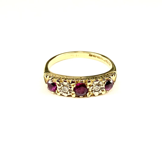 18ct Y/G Ruby and Diamond Eternity Ring Pre Loved
