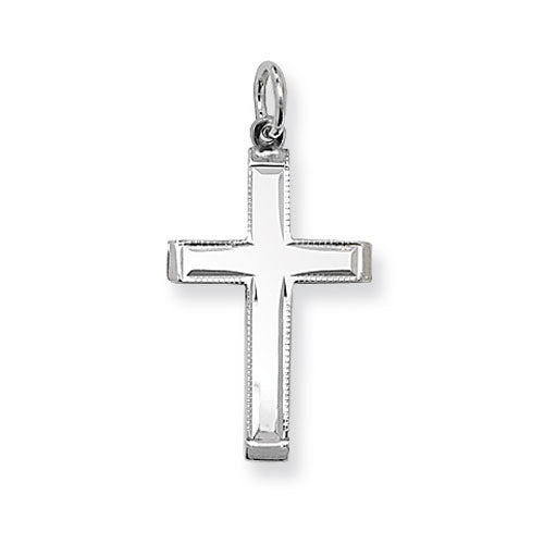Silver Cross with Patterned Edge Pendant