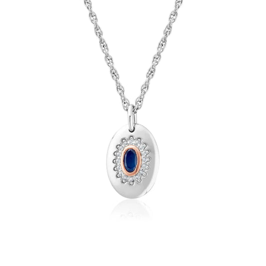 3SLDD0074 Clogau Silver/9ct gold Princess Diana Sapphire pendant