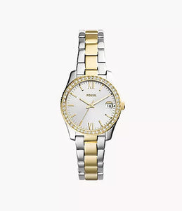 ES4319 Fossil Ladies Scarlette 2 tone CZ set bracelet watch