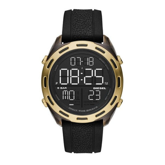 DIESEL Crusher Digital Gold tone and Black Silicone Watch