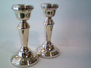 S 2698 Pair Silver  4' Candle Sticks (Boxed)