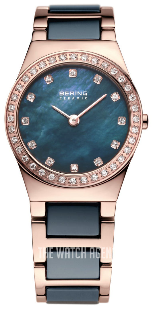 Bering Ladies Stainless Steel Rose gold and Ceramic Bracelet watch 32426-767