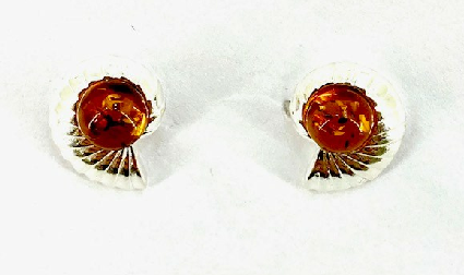 Sterling Silver Amber Conch Earrings