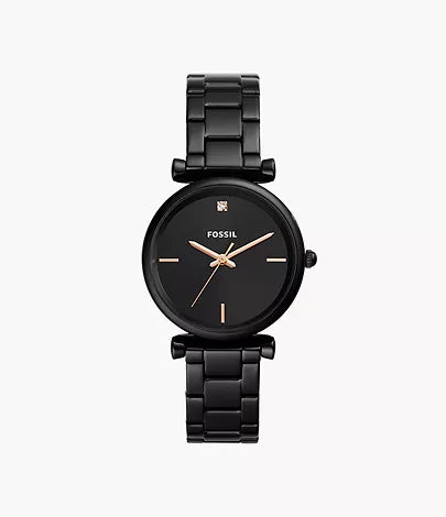 Fossil Carlie Carbon Series Black Stainless Steel Watch Ref ES4442