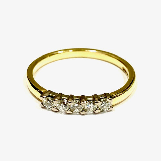 18ct Yellow Gold 5 Diamond Pre Loved Ring
