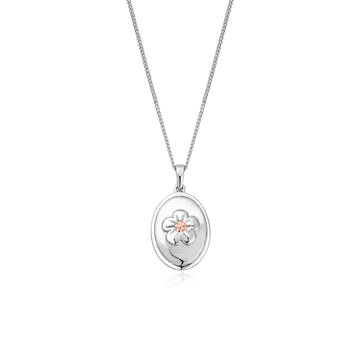 3SFMN0619 Clogau Silver/9ct gold Forget me Not pendant on 18