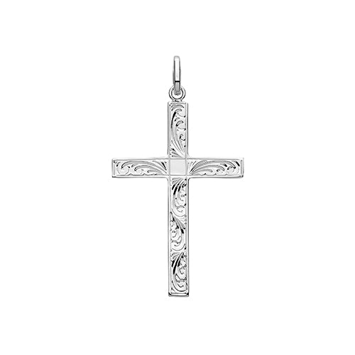 Silver Patterned Cross Pendant