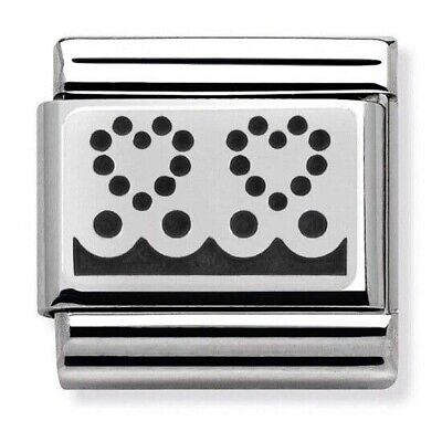 Nomination Classic Silvershine and Black Enamel Dot Hearts Lace Charm 330103/04