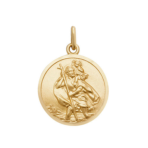 9ct Yellow Gold Round St Christopher Pendant