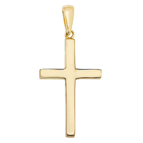 9ct Yellow Gold Plain Solid Cross Pendant