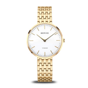 19334-334 Bering Ladies Gold Plated Titanium Bracelet Watch With White Face £179