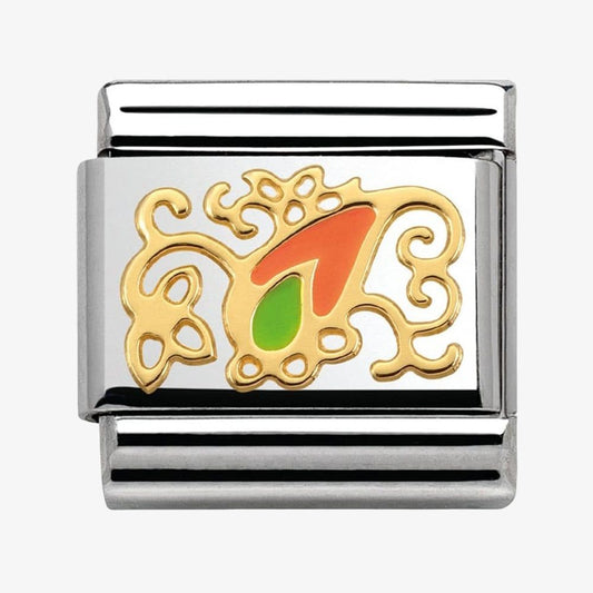 Nomination Classic 18K Gold and Enamel Orange and Green Cashmere Drop Charm 030281/31