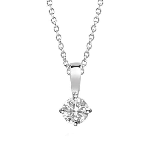 SJ-E4MMRD-CZ-45 SIF JAKOBS Princess Piccolo White Cubic Zircon Set Pendant and Chain Sterling Silver