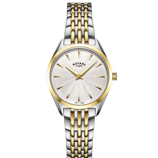 Rotary Ultra Slim Silver  Dial with 2 tone stainless Steel bracelet watch