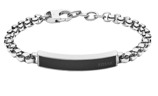 Fossil Stainless Steel Dive Black Agate Chain Bracelet JF03439040