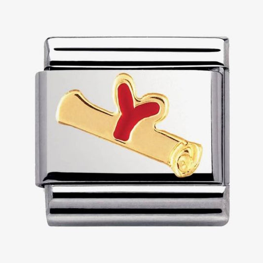Nomination Classic 18K Gold and Enamel Graduation Scroll Charm 030223/03