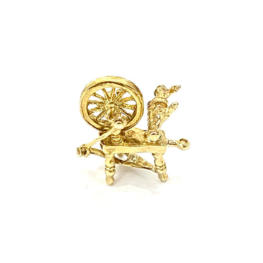 9ct Yellow Gold Spinning Wheel Charm Pre Loved