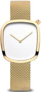 Bering Ladies Stainless Steel Pebble Gold Bracelet watch 18034-334