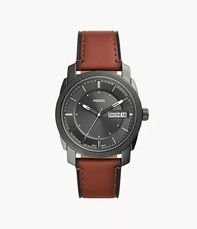 Fossil Machine Three-Hand Date Brown Eco Leather Watch FS5900