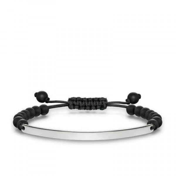 Thomas Sabo Sterling Silver Black Beaded 'Love Bridge' ID Bracelet