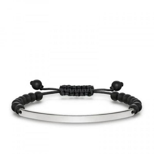 Thomas Sabo Sterling Silver Black Beaded 'Love Bridge' ID Bracelet