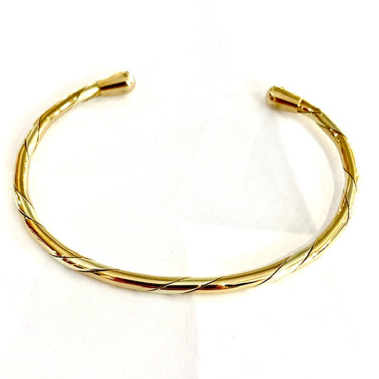 9ct Yellow & White Gold Twisted Torque Bangle