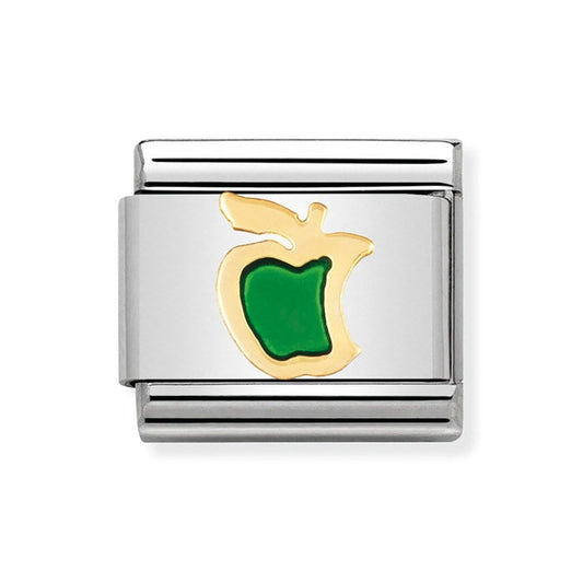 Nomination Classic 18K Gold and Enamel Gold & Green Apple Charm 030215/01