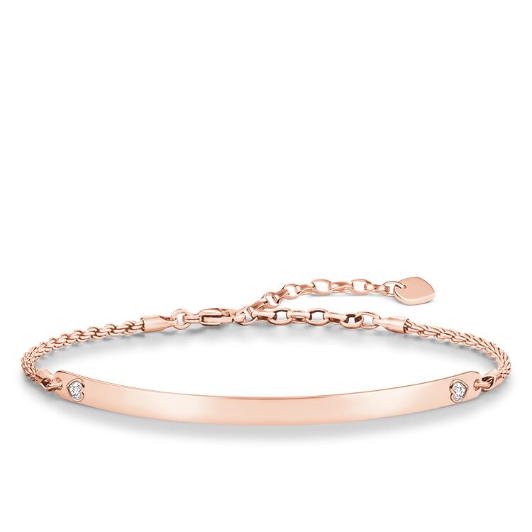 Thomas Sabo Rose Gold Plated Sterling Silver CZ Hearts 'Love Bridge' ID Bracelet