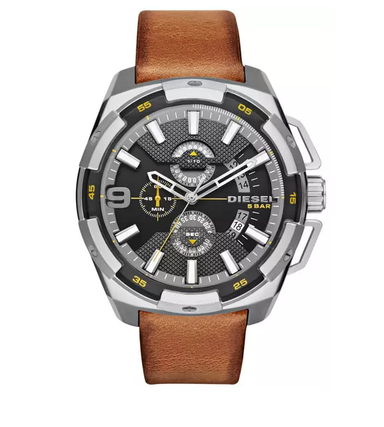 DIESEL DZ4393 Mens Heavyweight Chronograph Watch on Tan Leather Strap