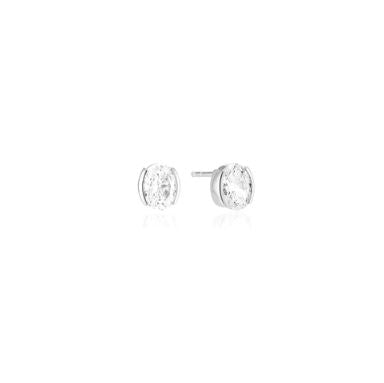 SJ-E2350-CZ SIF JAKOBS Ellisse Creolo White Cubic Zircon Set Stud Earrings 925 Sterling silver