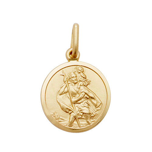 9ct Yellow Gold Round St Christopher Pendant