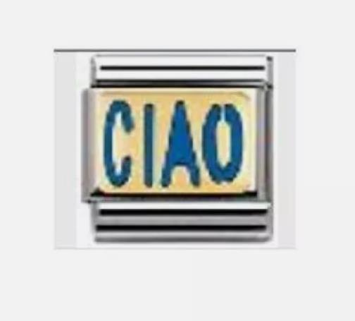 Nomination Classic 18K Gold and Enamel Messages Enamel Writing Ciao Charm 030229/13