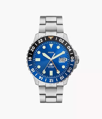 Fossil Gents Stainless Steel Blue dial with date watch FS5991