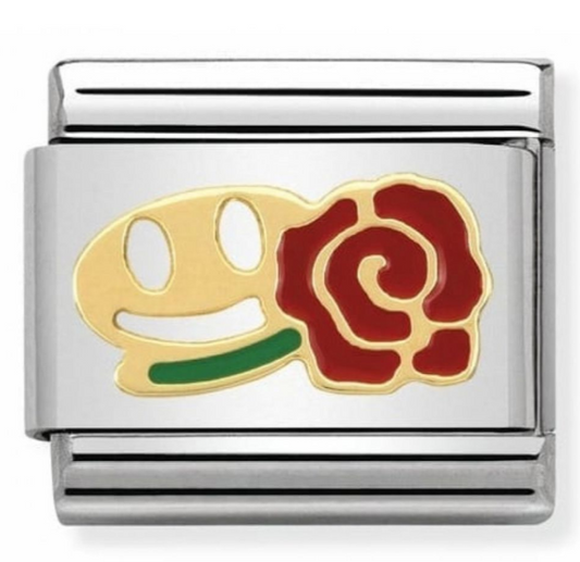 Nomination Classic 18K Gold and Enamel Smile With Rose Charm 030243/26