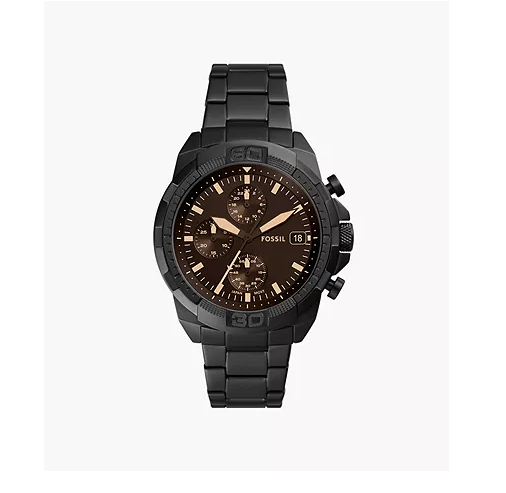 Fossil Bronson Chronograph Black Stainless Steel Watch FS5851