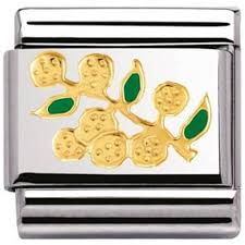 Nomination Classic 18K Gold and Enamel Gold & Green Mimosa Charm 030278/09