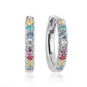 SJ-E2859-XCZ SIF JAKOBS Ellera Earrings 925 Sterling silver with rhodium, polished surface and facet cut multi-colour zirconia.