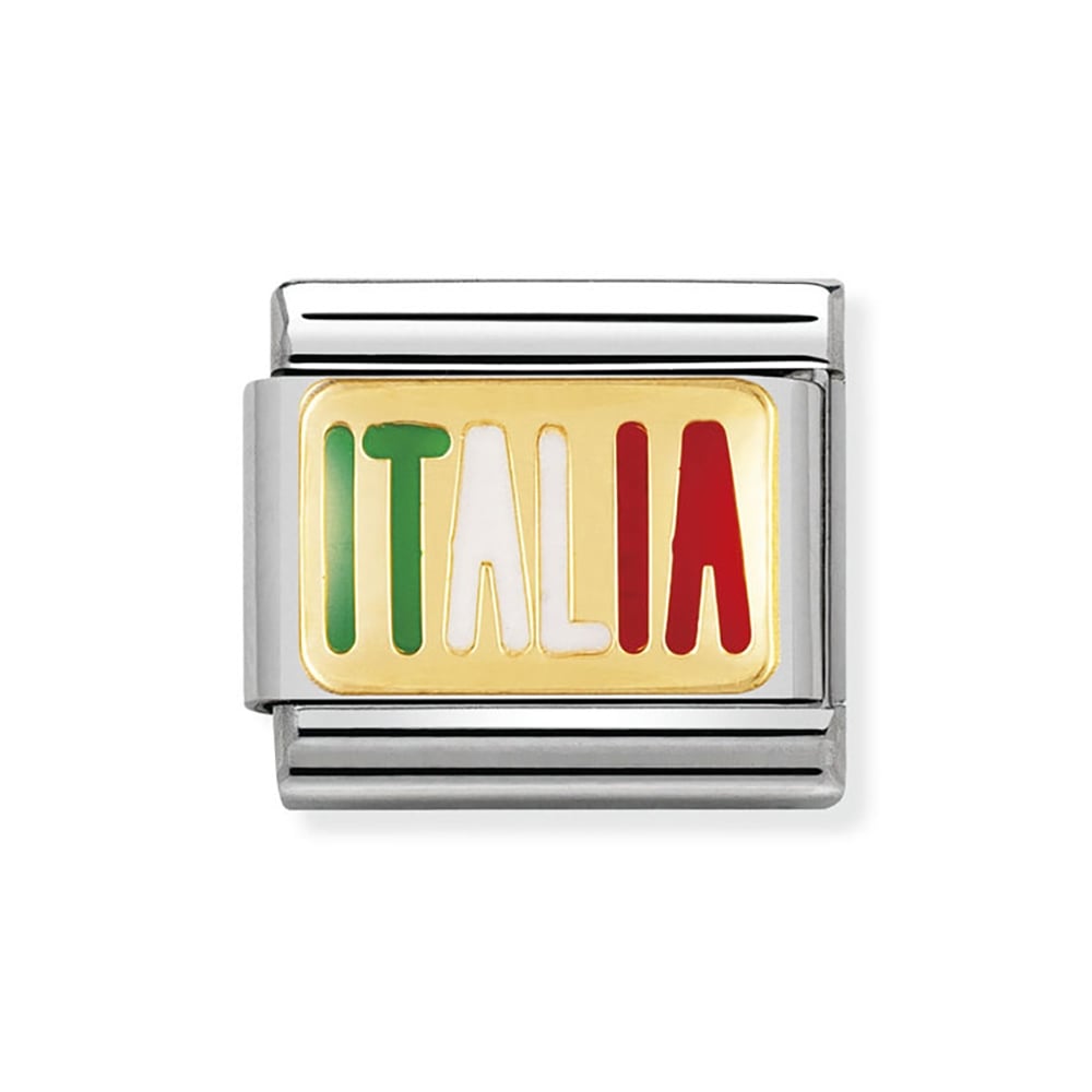 Nomination Classic 18K Gold and Enamel Messages Enamel Writing Italia Charm 030231/23