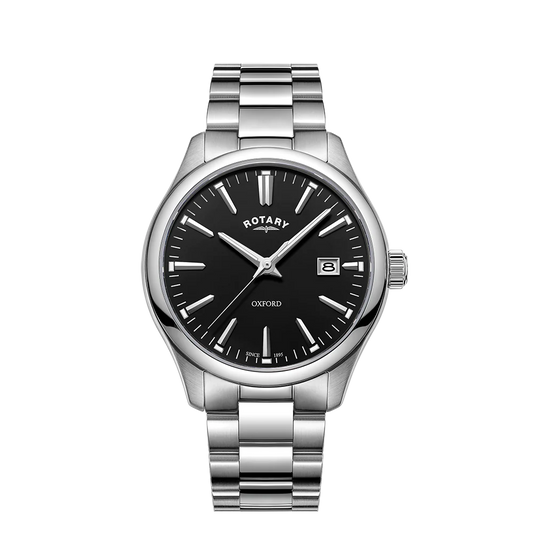 Rotary Oxford Black Stainless Steel Gents Bracelet Watch ref GB05092/04